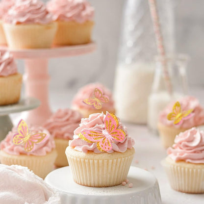 13-Pieces 3D Butterfly Cupcake Topper for Girls Women's Happy Birthday Cake Decorations Party Decorations(Pink)
