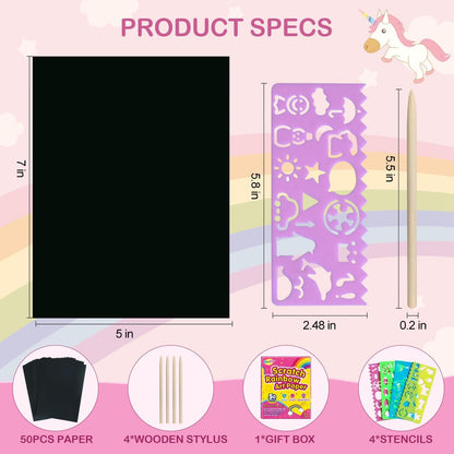 RMJOY Rainbow Scratch Paper Art for Kids: 50PCS Magic Arts Crafts Gifts Toys for Girls Boys Ages 3-12 Games Activities for Birthday Party Family Day Classroom Prizes Easter Basket Stuffers(Boys)