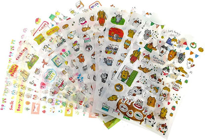 ALIMITOPIA Adhesive Sticker,12 Sheets(240pcs) Stamp Shape DIY Decorative Paper Paster Ornament Mark