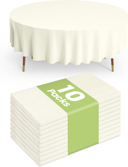 Pureegg Plastic Table Cloth 10 Pack, 54 x 108 Inch Disposable Table Cloths for Party, Picnic and Wedding, Rectangle, White - Colors A