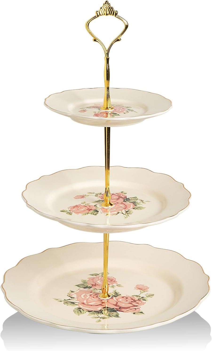 Sweejar 3 Tier Ceramic Cake Stand Wedding, Dessert Cupcake Stand for Tea Party Serving Platter (White)