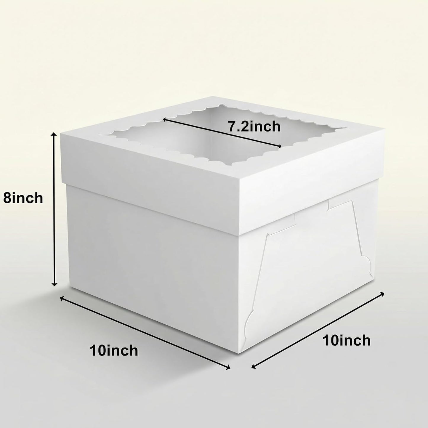 3 Pack 10x10x8 Inch White Cake Boxes with Window and Lids – Disposable Bakery Boxes for Cakes, Donuts, Pies, Cookies – Birthday, Wedding, Party Supplies