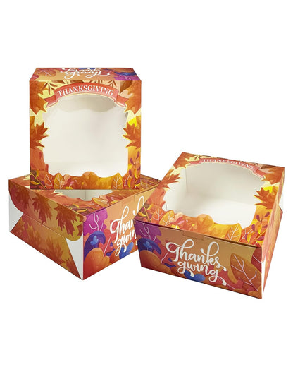qiqee 10x10x5 Cake Box, 4 Sets Pink Cake Box with Window ＆ 4 Sets 10" Pink Cake Round Boards, 10inch Cake Containers