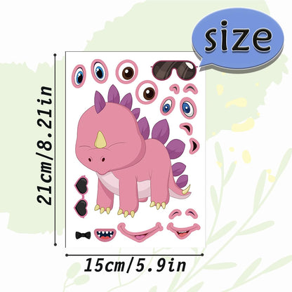 24 Sheets 8.27''×5.9'' Make Your Own Stickers for Kids Toddlers, Make a Face Stickers Mix and Match with Unicorns Dinosaur Horse and Sea Animals for Kids Party Favors Activities