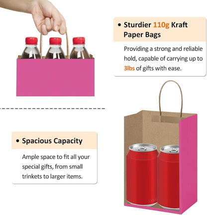 BagDream Kraft Paper Bags 25Pcs 5.25x3x8 Inches Small Paper Gift Bags with Handles Bulk for Party Favor, Retail, Merchandise, Black Gift Sacks