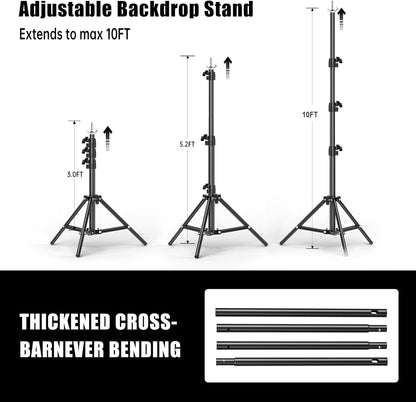 BEIYANG 6.5x6.5 FT Backdrop Stand, Adjustable Photo Background Stand Support kit with Carry Bag for Parties, Decoration, Wedding, Photo Video Studio Shooting