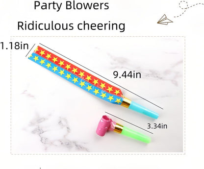 30-Pack Colorful Party Blowouts Noise Makers - Squawker Horns for Birthday, Wedding, New Year, Graduation - Fun Creative Toy Whistles with Automatic Roll-Out & Durable Material (Random Colors)