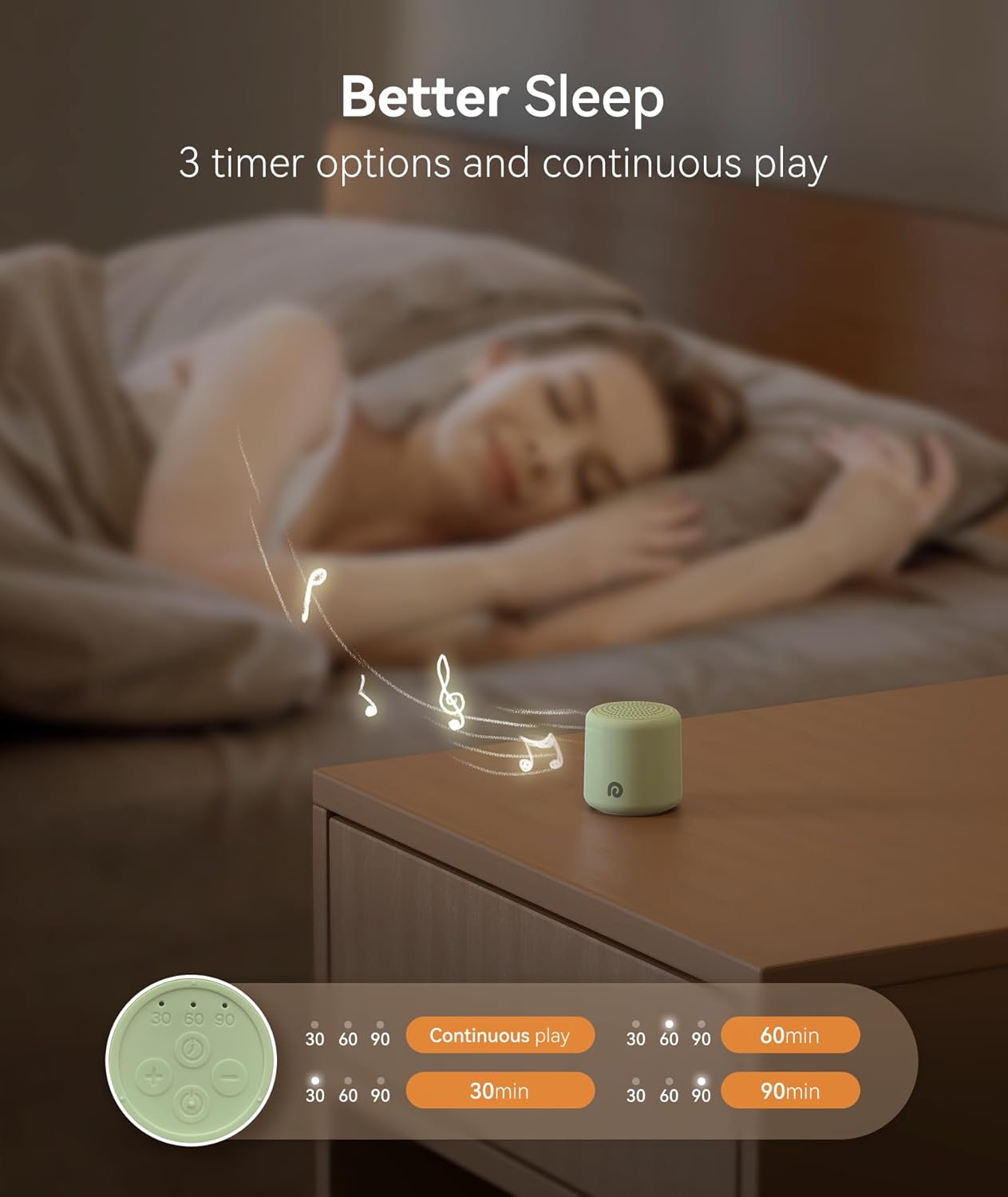 Dreamegg Portable Travel White Noise Machine for Sleep, Features Powerful Battery, Egg-Sized, 16 Nature Sounds, Timer, for Baby Adults Office Privacy Home Gift, Cream