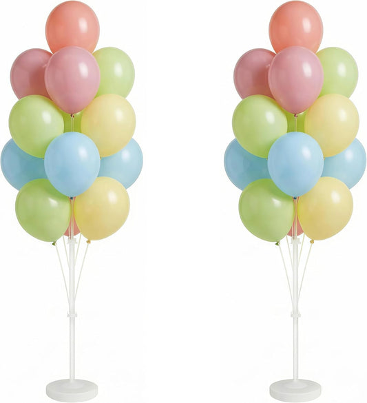 Balloon Column Stand Kit,2 Sets of Assorted Rainbow Balloon Tower Pillar with 10inch Bright Color baloon Reusable Design for Grirls Party,Birthday, Wedding,Baby Shower (Black Gold Confetti)