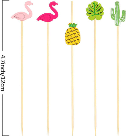 Blulu 200 Pack Cocktail Picks Fancy Toothpicks for Appetizers 4.7 Inch Pearl Cocktail Skewers for Drink Bamboo Flavored Stick Charcuterie Fruit Food Accessories Birthday Wedding Party Decor