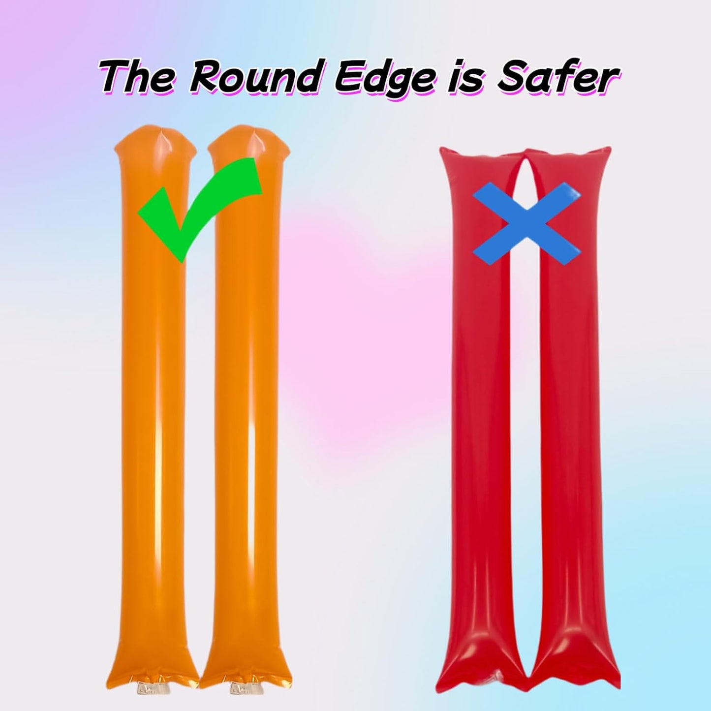 40pcs Round headTeam Spirit Boom Sticks Thunder Sticks Cheering Sticks Team Spirit Plastic Cheerleading Spirit Stick Clapper Inflatable Noise Maker Sports Supply (Glitter color)