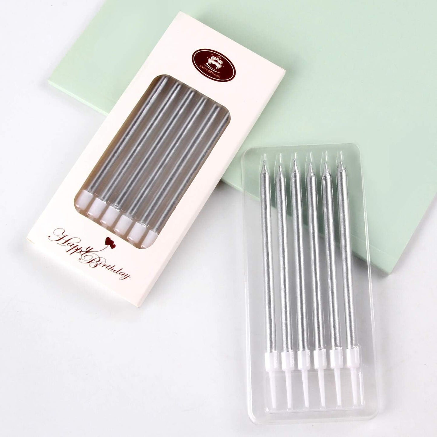 BEAN LIEVE 24-Count Birthday Candles - Long Thin Cake Candles Slow Burning Candles for Birthday, Wedding, Lucky Party Decoration (Champagne Gold)