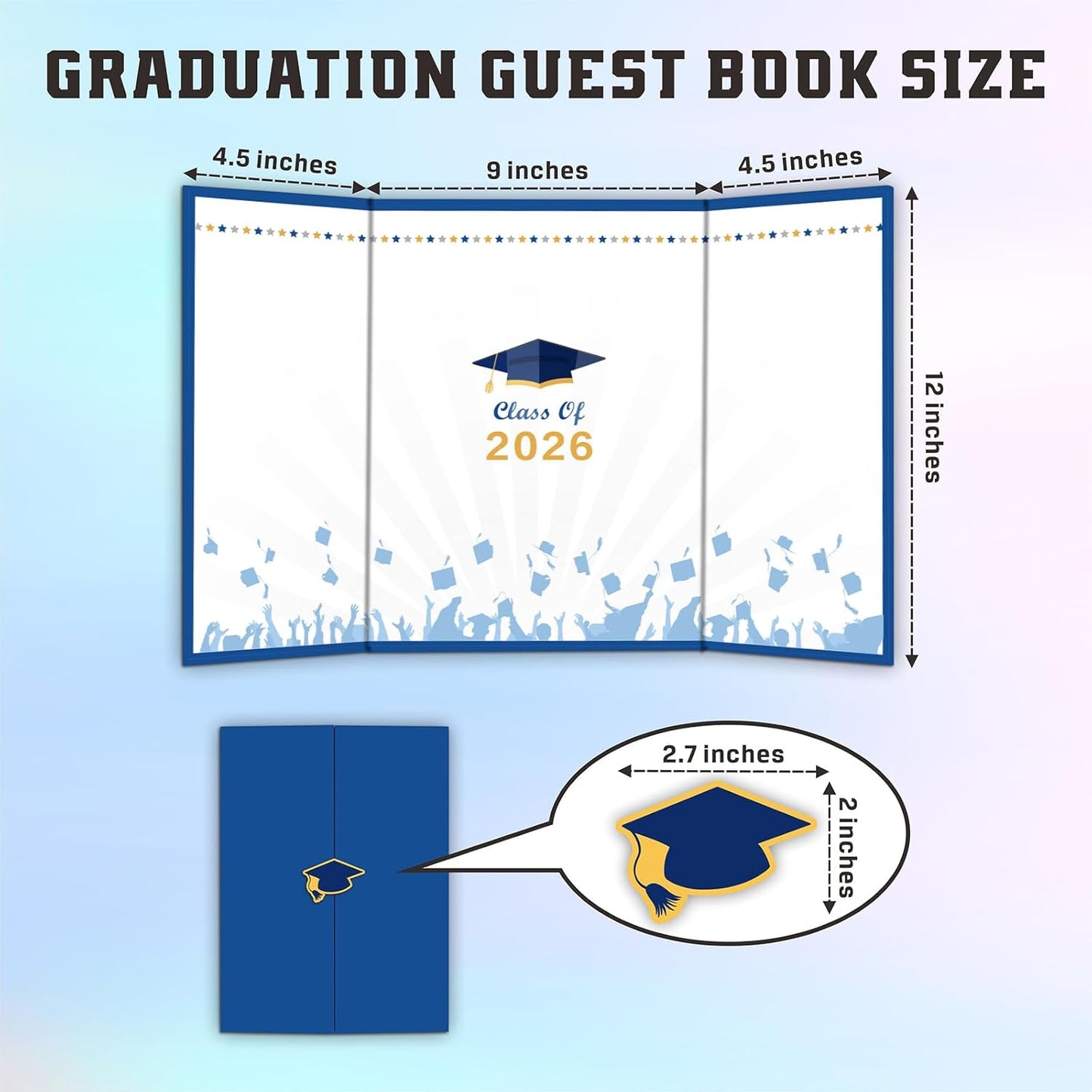 DYIRBIIY 18"X12" Graduation Signature Board - Class of 2026 - Grad Guest Book Alternative for College & High School Students, Congrats Graduate Gift, Party Favors & Decors(Blue) - A10