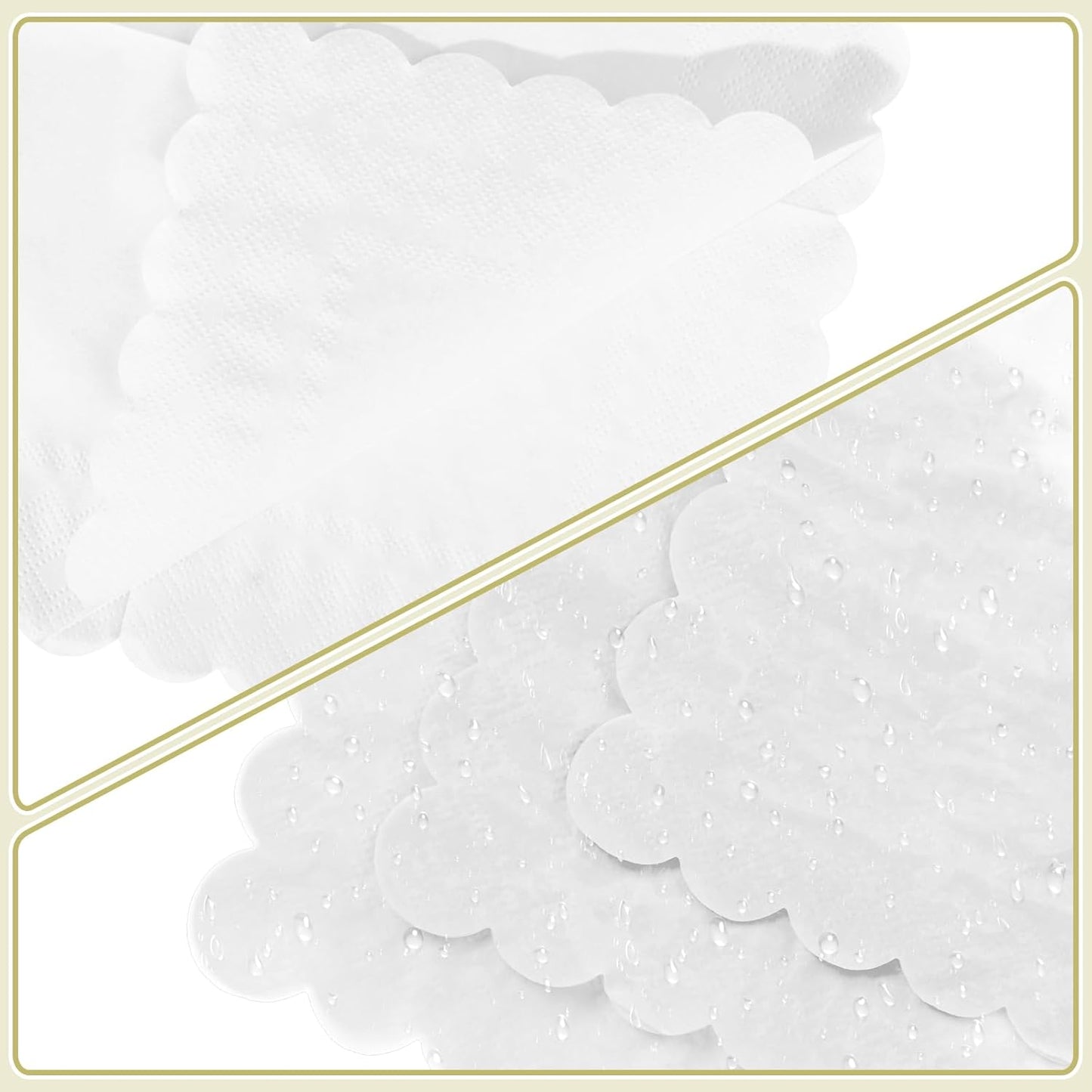 NatNarr 120 Pcs Cocktail Napkins Pink Mothers Day Paper Napkins Light Pink Dessert Beverage Napkin Cute Scalloped Party Napkin for Baby Bridal Shower, Birthday, 5 x 5 Inch