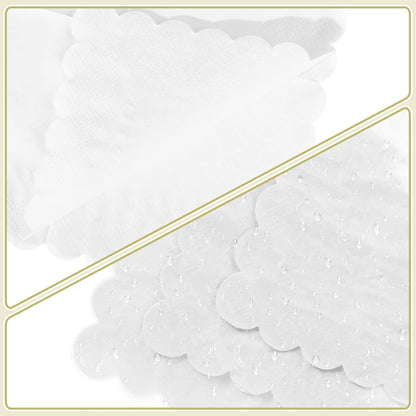 NatNarr 120 Pcs Cocktail Napkins Pink Mothers Day Paper Napkins Light Pink Dessert Beverage Napkin Cute Scalloped Party Napkin for Baby Bridal Shower, Birthday, 5 x 5 Inch
