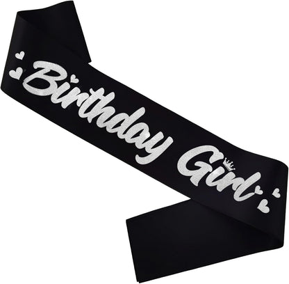 ‘Birthday Girl' Birthday Sash Royal Blue with Glitter Silver Letters Birthday Sash for Women, Sweet 16, 18th 21st B-day Sash