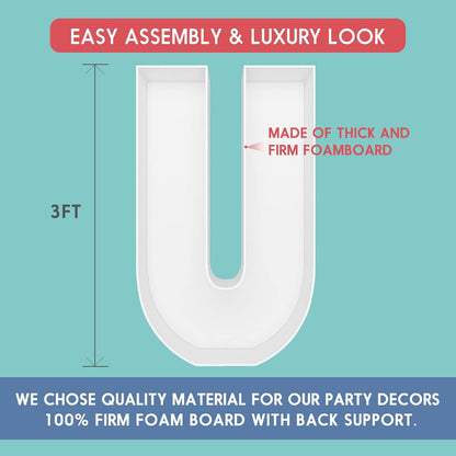 JW Passion - Premium Quality Made 3FT Tall Mosaic Balloon Frame Big Marquee Light Up Letters DIY Kit for Birthday Party Wedding Backdrop Decor Letter A Pre-Cut Foam Board
