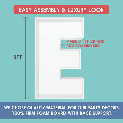 JW Passion - Premium Quality Made 3FT Tall Mosaic Balloon Frame Big Marquee Light Up Letters DIY Kit for Birthday Party Wedding Backdrop Decor Letter A Pre-Cut Foam Board