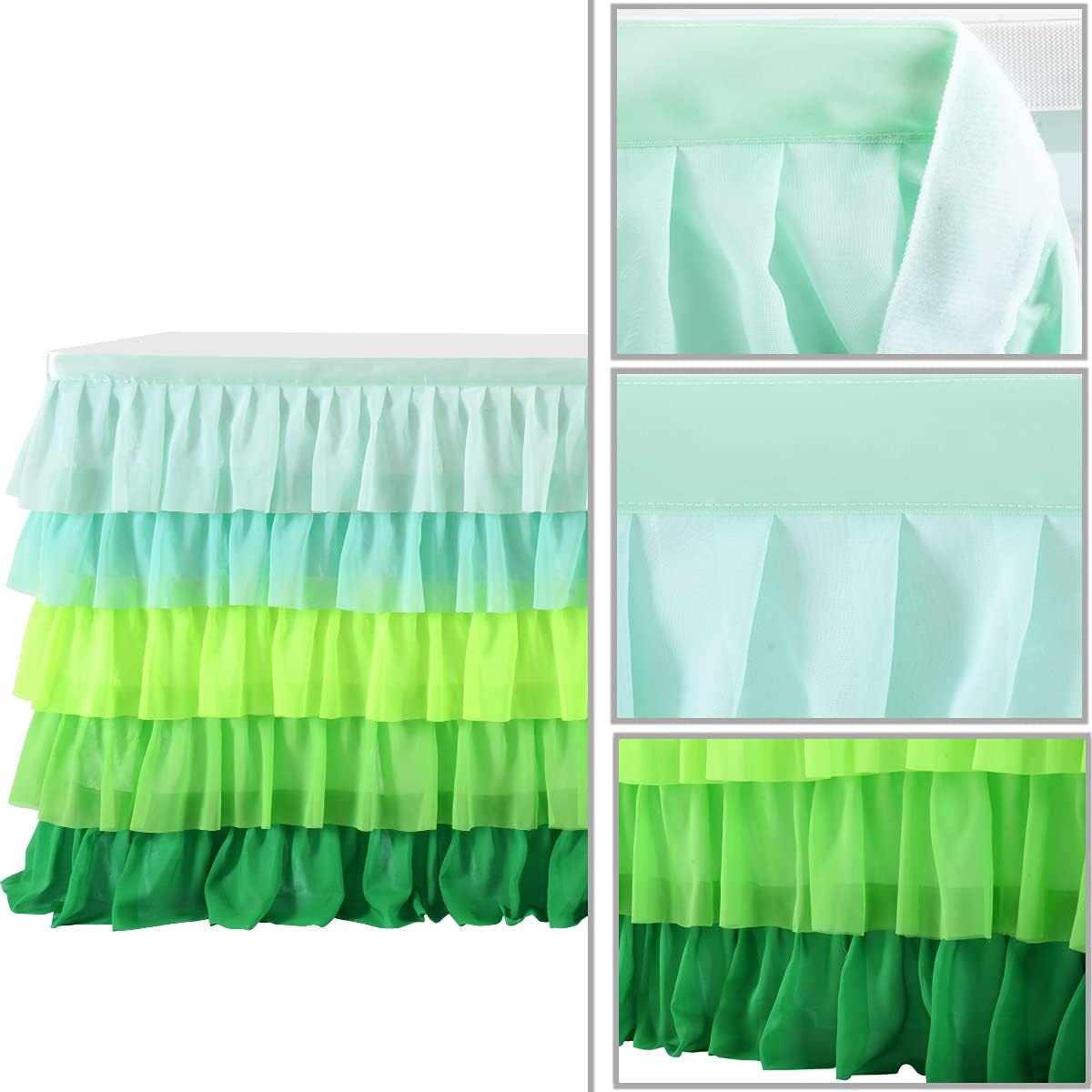 Pastel Rainbow Table Skirt Ruffle Party Tablecloth for Rectangle Table 6ft Birthday Party Baby Shower