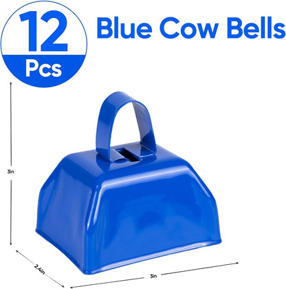 Cow Bells Noise Makers Red Cheering Bell for Sporting Events: 12 Pcs Metal Cowbells with Handle - Small Loud Bell Bulk Hand Percussion for Football Games Graduation Weddings-Red