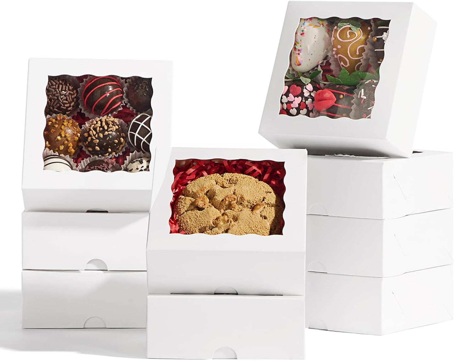20 Pack Bakery Boxes 5x5x2 Inches Chocolate Covered Strawberries Boxes for 4 Mini Cake & Cookies Macaron Pie Browines boxes
