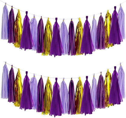 AIM & GGKK Navy Blue and Orange Tassel Garland Banner Tissue Paper Tassels for Party Suppiles Decorations,Wedding Decorations,Nursery Decor,Engagement,Football Party, DIY Kits(20PCS)