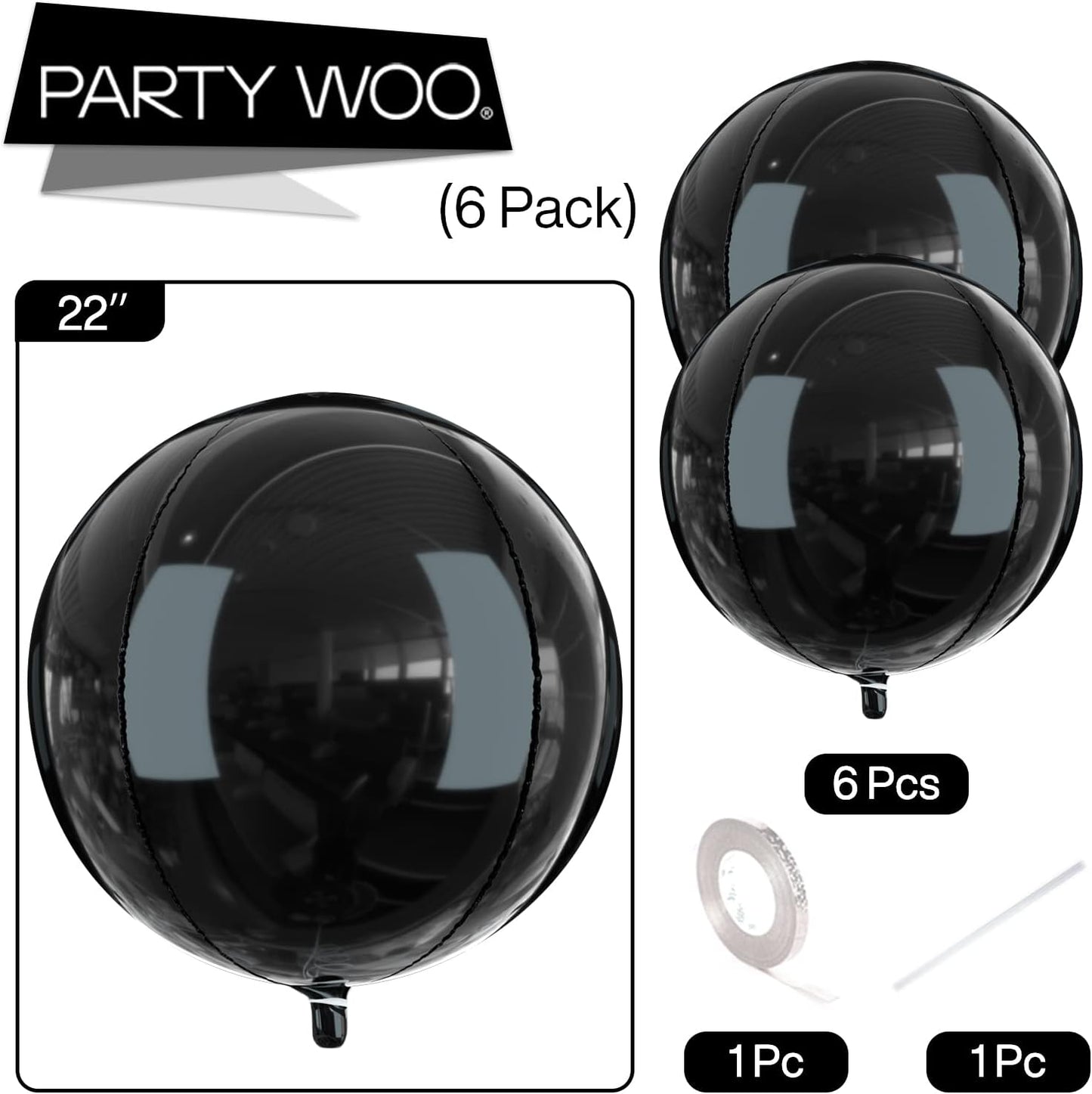PartyWoo Metallic Gold Foil Balloons 20pcs Different Sizes Pack of 22 15 10 Inch Large Round Foil 4D Inflatable Mirror Ball Mylar Balloons for Graduation Birthday Baby Shower Party Decorations