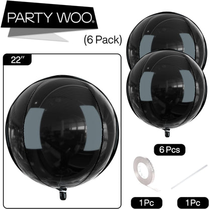 PartyWoo Metallic Gold Foil Balloons 20pcs Different Sizes Pack of 22 15 10 Inch Large Round Foil 4D Inflatable Mirror Ball Mylar Balloons for Graduation Birthday Baby Shower Party Decorations