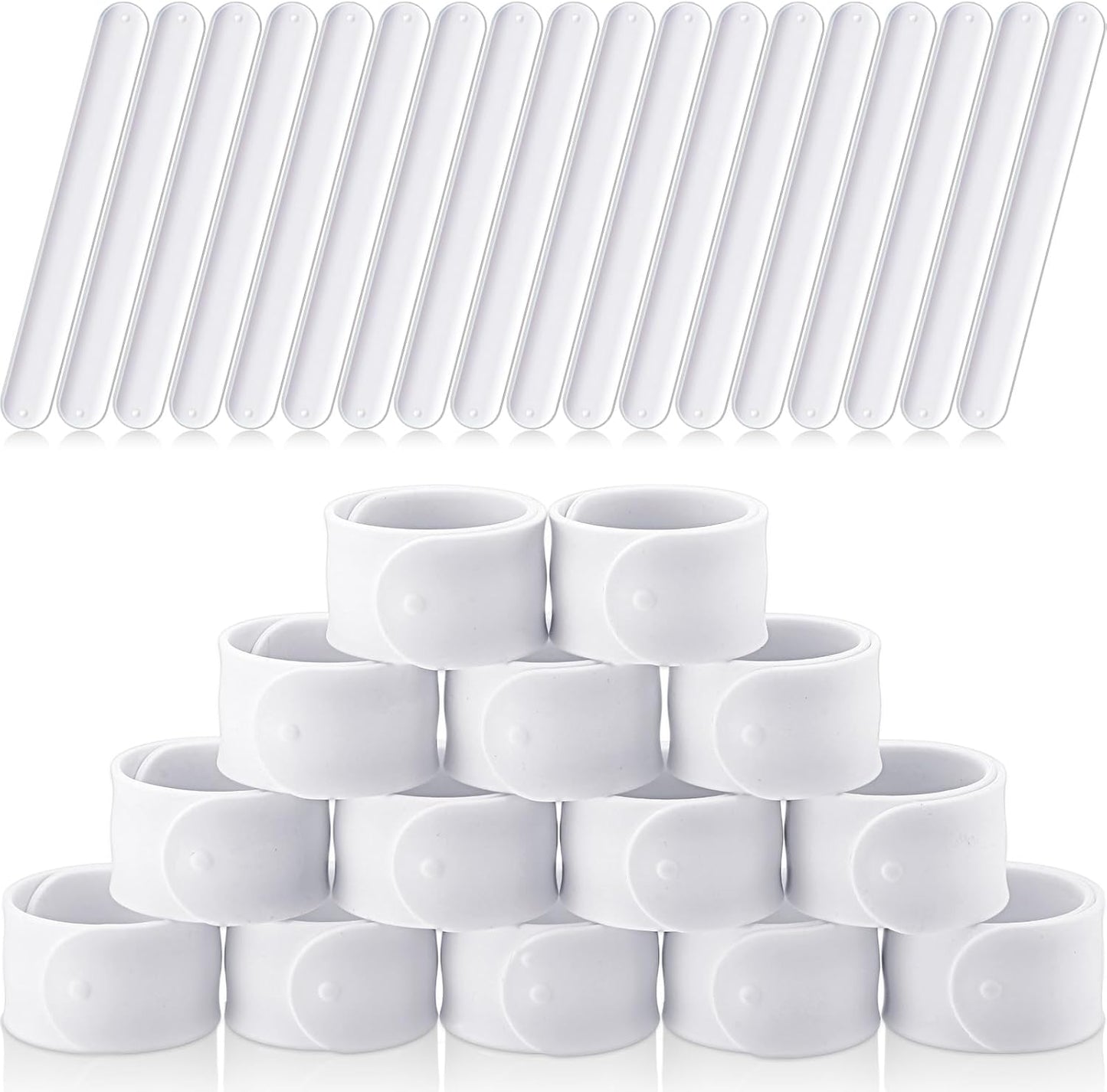 Vinsot 30 Pcs Silicone Slap Bracelets Gift for Kids DIY Slap Bands Party Favor Soft Blank Snap Wristbands Bulk for School Craft Project Painting Classroom Prizes Birthday Wedding