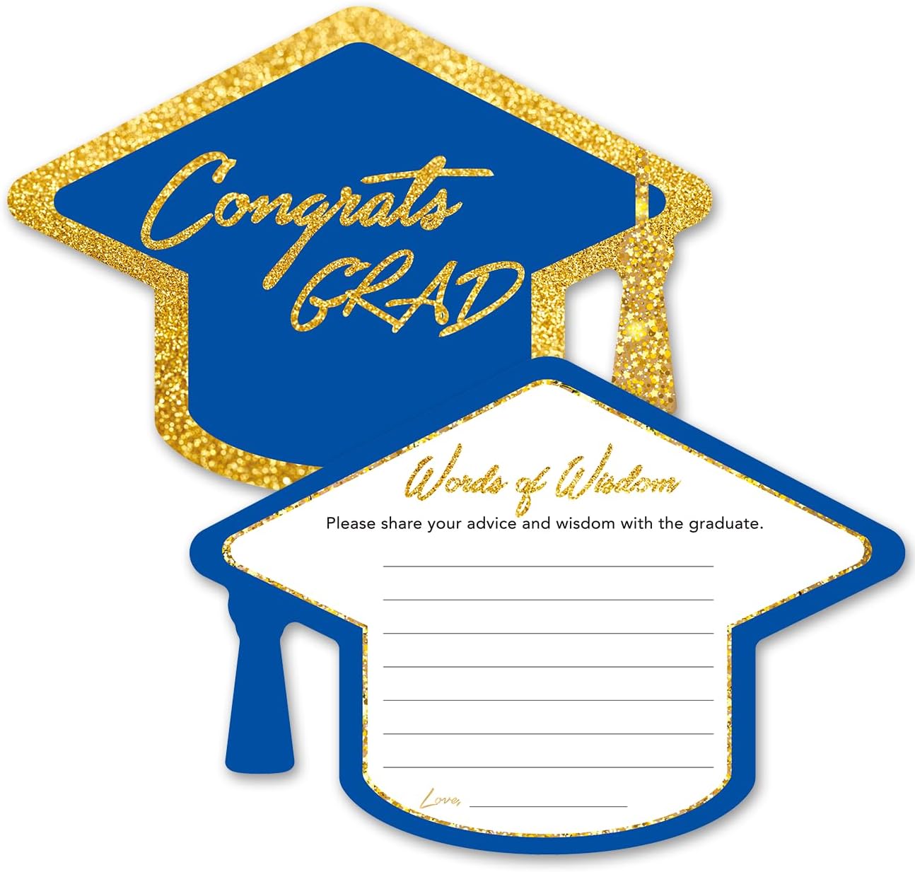 Yuzi-n Graduation Advice Cards for The Graduate (50 Pack), High School or College Graduation Party Games Decorations Supplies, Well Wishes Card for Graduates, Advice For The Graduate Cards (Black)