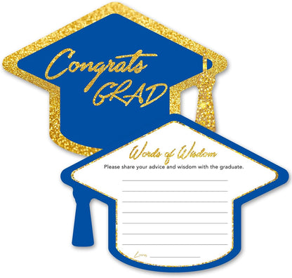 Yuzi-n Graduation Advice Cards for The Graduate (50 Pack), High School or College Graduation Party Games Decorations Supplies, Well Wishes Card for Graduates, Advice For The Graduate Cards (Black)