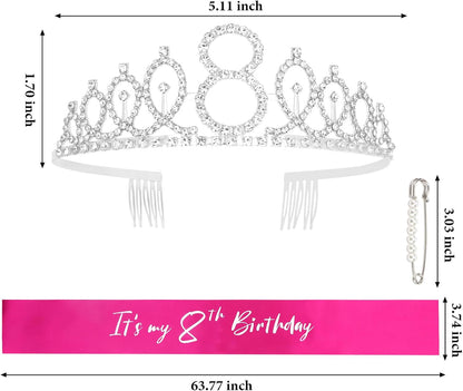 CAVETEE Silver Birthday Crown for Girls Birthday Decorations Birthday Gifts for Women and Girls