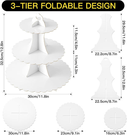 Soleebee 3-Tier Cupcake Stand, Cardboard Cupcake Tower, Dessert Cup Cake Stand Tower for Birthday Wedding Party Decoration, Cupcake Tier Stand 1 Set (Black)