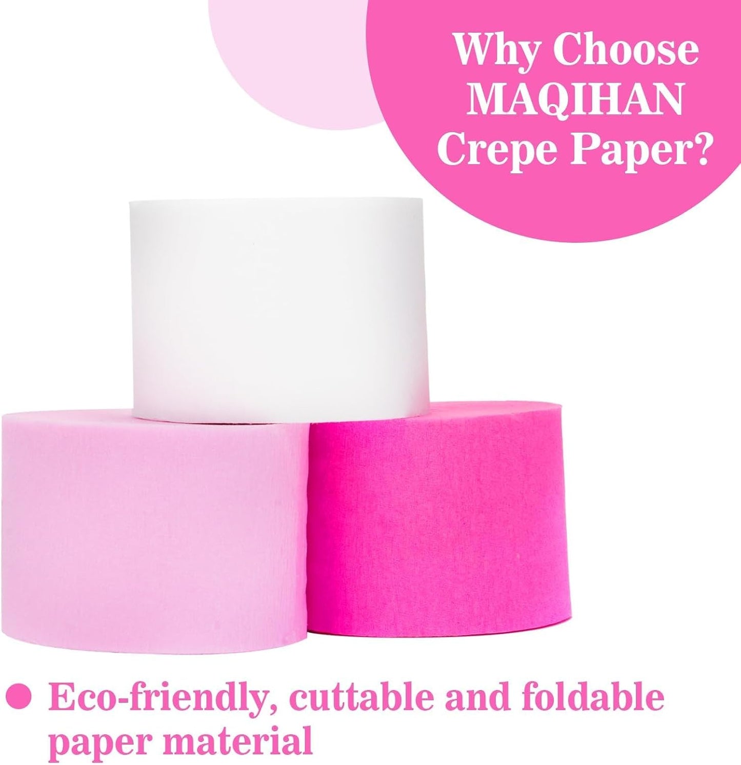 MAQIHAN Pastel Crepe Paper Streamers - 6 Rolls 492ft Crepe Paper Valentine's Easter Mother's Day Anniversary Graduation Mermaid Party Spring Themed Wedding Baby Shower Brithday Party Decor Streamers