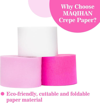 MAQIHAN Pastel Crepe Paper Streamers - 6 Rolls 492ft Crepe Paper Valentine's Easter Mother's Day Anniversary Graduation Mermaid Party Spring Themed Wedding Baby Shower Brithday Party Decor Streamers