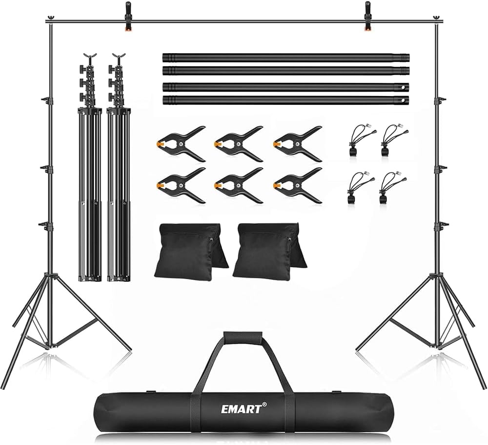 EMART Photo Backdrop Stand kit, 8.5 x 10 ft Back Drop Adjustable Frame for Photography, Photoshoot Banner Background Support Holder for Parties Dectoration