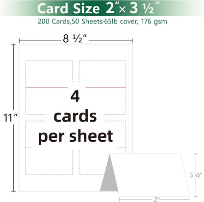 100 Tent Cards,Printable Place Card for Table Setting,2.5x8.5 Inch,Name Cards for Laser or Inkjet Printers,Wedding,Dinner Party,Buffet,50 Sheets