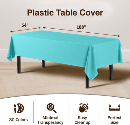 Exquisite Party Solids 6-Pack Premium Plastic Tablecloth 54in. x 108in. Rectangle Plastic Table Cover - Navy