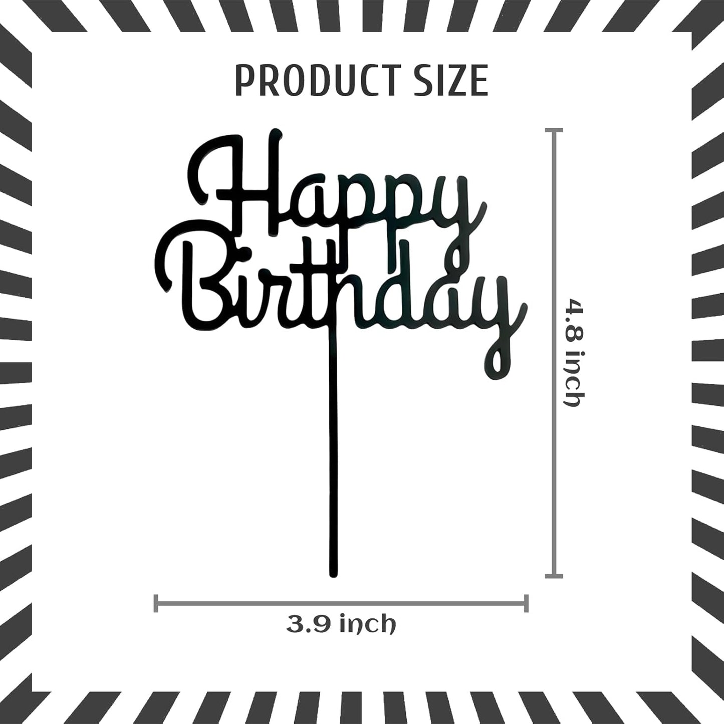 DIY Happy birthday Cake Topper Black Acrylic