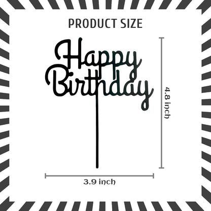 DIY Happy birthday Cake Topper Black Acrylic