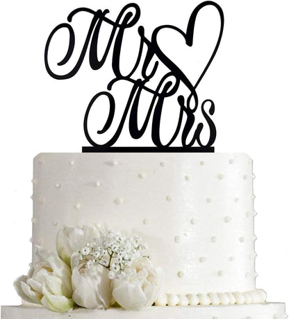 Mr and Mrs Cake Topper, Bride and Groom Sign Wedding, Engagement Cake Toppers Decorations (Mirror Gold Acrylic)
