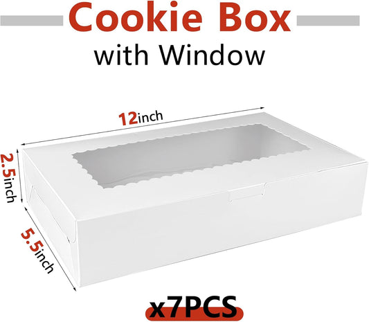 MUMULULU 12x8x2.5 Inches White Bakery Boxes with Window Cookie Boxes Treat Boxes for Desserts Cupcakes Muffins Donut Chocolate Strawberry (7)