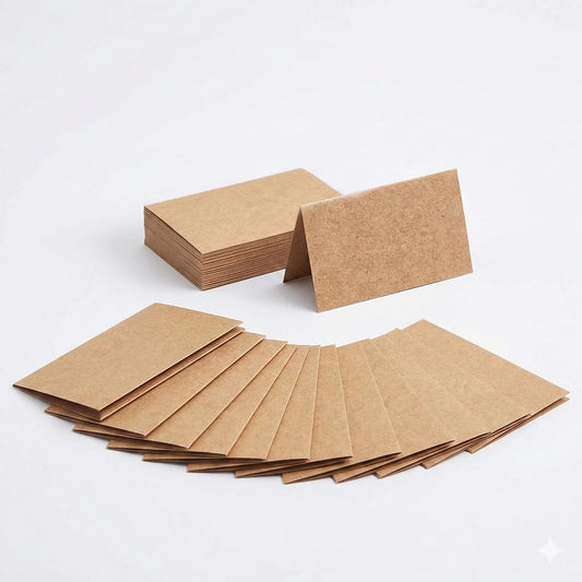 Place Cards - 150 Pack Kraft Tent Cards, 4 x 3.5 in Double-Sided Name Cards for Table Setting with Pre-Scored Fold, Rustic Wedding Seating Cards & Food Labels for Party Buffet