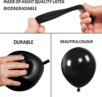 110pcs Black Balloon 12 inch, Black Latex Balloons for Birthday Party Baby Shower Wedding(with 2 Ribbons). - Colors A