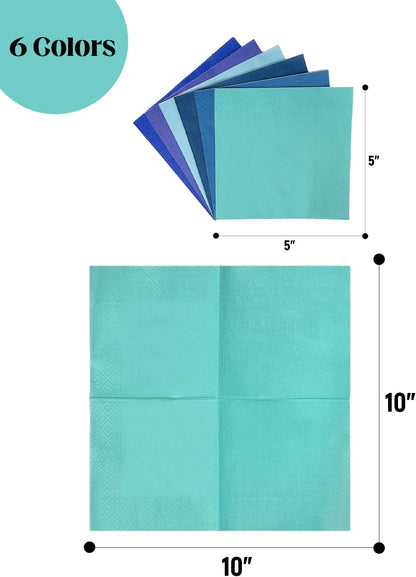 24 colors Cocktail Napkins 5 * 5inch disposable Beverage Napkin paper for Cocktail, Wedding, Dinner，Brithday Party Dessert Wine Paper Napkins（ 120 Count）