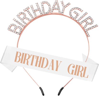 Birthday Sash & Crown for Women - Tiara Headband, Girls' Decorations Accessories