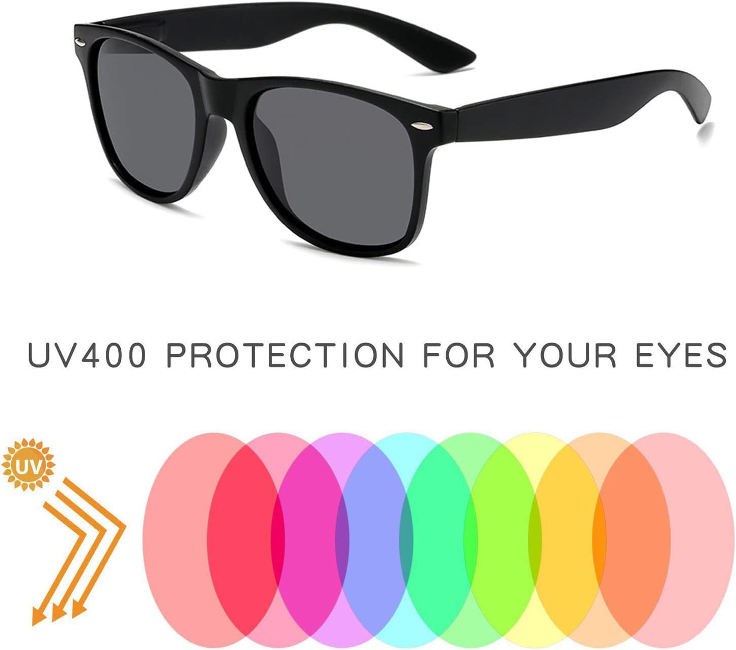 20 Pairs Bulk Sunglasses for Adult Retro 70s 90s Cheap Glasses (Black)