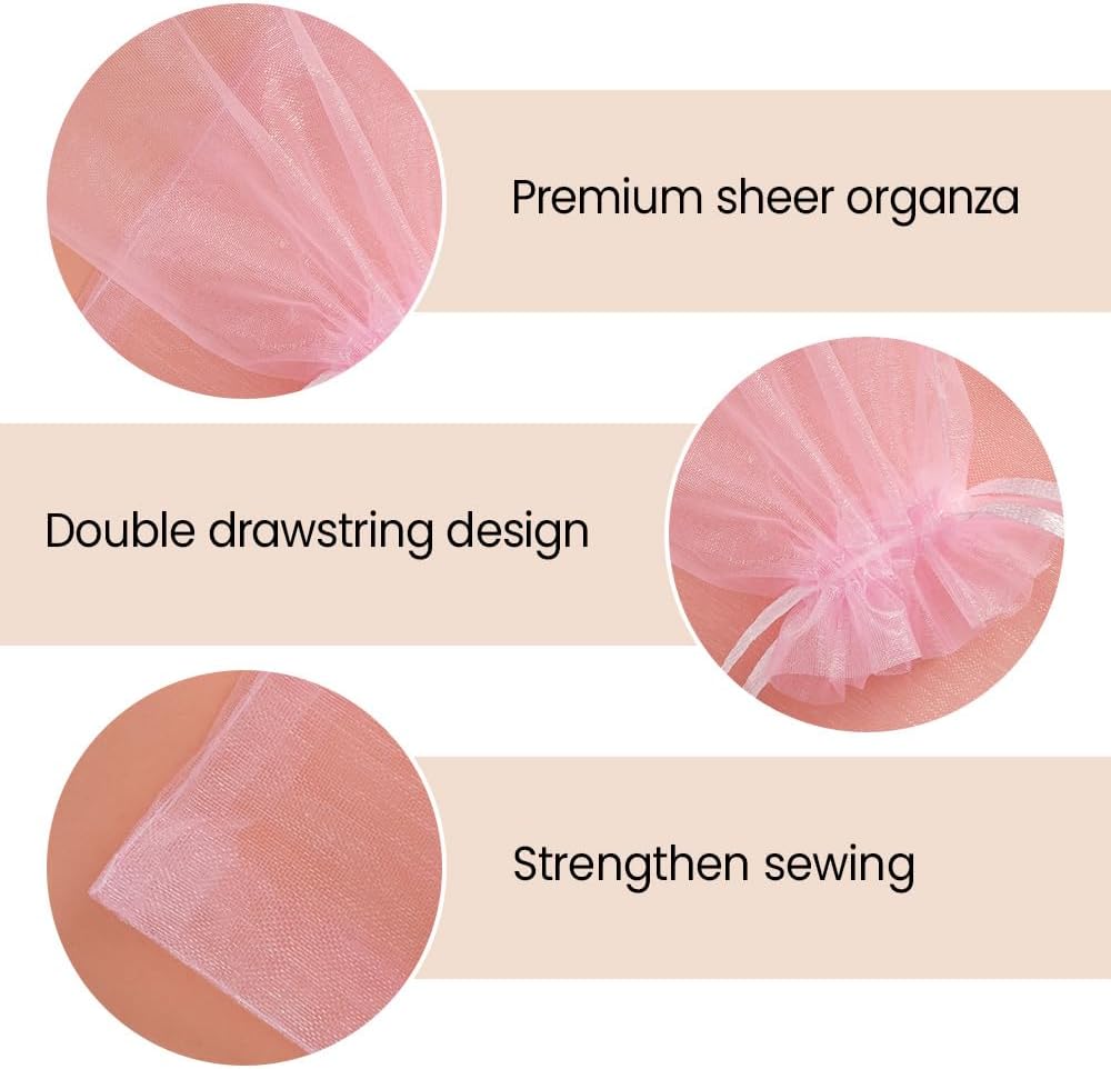 Meowoo 100PCS Organza Bags, 3x4in Small Mesh Bags Drawstring for Jewelry, Candy, Christmas, Sachets, Festivals, Bathroom Soaps, Makeup Organza, Wrapping Supplies(mixedcolor)