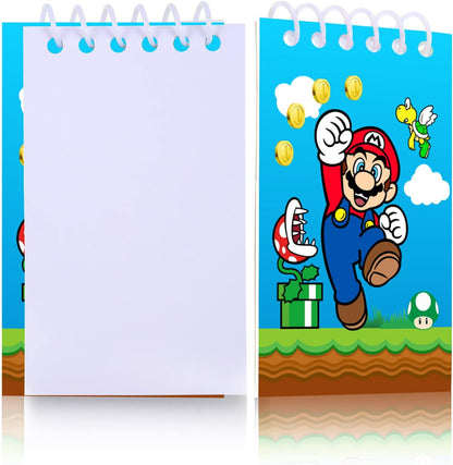 Mario Birthday Party Supplies, 24Pcs Mini Notepads for Mario Birthday Party, Goodie Bag Stuffers, Children Classroom Rewards, 8 Types