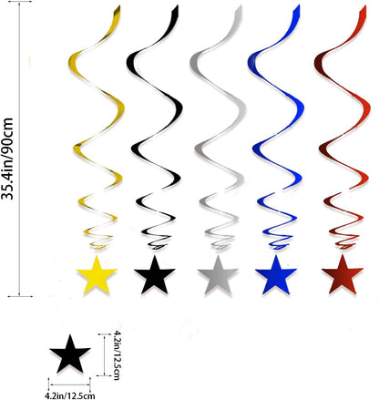 Gold Twinkle Stars Hanging Swirls Decorations Ceiling Swirl Foil Decoration Hanging Gold Party Supplies for Birthday Baby Shower Wedding, 32 pcs